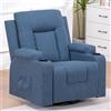 COMHOMA Poltrona Relax TV con Funzione Recliner Schienale Regolabile, Girevole a 360°, 2 Tasche Laterali e Portabicchieri, Blu, Tessuto