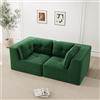 Luscriate Divano Modulare 2 Posti in Ciniglia, Elegante Design Trapuntato, Cuscino Seduta Spesso, Schienale Ergonomico, Flessibile e Facile da Montare, Divano Soggiorno, Verde (Green, E-2S)