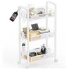 Goeasyoii Carrello a rotelle in metallo a 3/4/5 piani, Carrello Cucina Salvaspazio con Ruote, Carrellino Piccoli Spazi, Bagno Salotto Studio, facile da montare (Bianco, 4 piani)