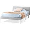 EVERGREENWEB MATERASSI & BEDS EVERGREENWEB - Letto Piazza e Mezza con Materasso 120x200 alto 20 cm in Waterfoam Flex, Base Letto 12 Doghe in Legno + Cuscino in Fiocco Memory, Testata Quadrata Stondata, Rivestimento Tessuto Grigio