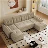 Luscriate Grande divano letto a forma di U da 278 cm, divano letto modulare in ciniglia con porta U-SB, braccioli rimovibili e 4 cuscini, cammello, 5 posti