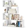 RELAX4LIFE Libreria a Forma di S, Libreria a Gradini Autonoma con Kit Antiribaltamento, Libreria a Scala, Espositore a Scala a 5 Ripiani per Soggiorno Ufficio Casa, Nero/Bianco (Bianco)