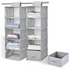 Chostky 2 organizer da appendere con 2 cassetti rimovibili, 5 scaffali da appendere, appendiabiti da appendere per vestiti, organizer per guardaroba, scaffali