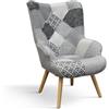 PAZZO DESIGN Poltrona Ludovica, Set Da 1, Multicolore, Tessuto, Relax, Lettura, Comoda, Gambe Legno, id_2030
