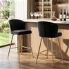 Ya-Home Sgabelli Cucina Set di 2 Sgabelli da Bar in Velluto, Nero