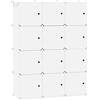 C&AHOME Organizzatore di contenitori a cubo con ante, ripiani a 12 cubi, armadio, libreria modulare in plastica fai-da-te ideale per camera da letto, soggiorno, 36,6L x 12,4L x 48,4 H Milky-DOOR