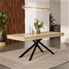 Huayz Tavolo da pranzo allungabile, 140/180 x 80 cm, stile semplice, forma destra, tavolo ispessito, per 4-6 persone, tavolo in legno con gambe in metallo, tavolo per sala da pranzo, cucina (colore