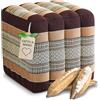livasia cubo cuscino quadrato - 40x40x40cm - sgabello con kapok biologico, pouf, cubo per appoggiarsi, cuscino per pavimento sgabello panca poggiapiedi fatto a mano (Marrone)