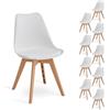 GrandCA HOME Set di 10 Sedie da cucina in plastica, sedie da pranzo moderne, gambe in plastica effetto legno, stile scandinavo, adatte per sala da pranzo, soggiorno e cucina - Bianco