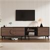 FammyLoft Mobile TV con 2 armadi per TV fino a 80 pollici, tavolo per TV con ripiani aperti, credenza per soggiorno, camera da letto, 180 cm, noce scuro
