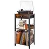 OUUTMEE Ripiano giradischi a 3 livelli, supporto per giradischi in vinile, tavolo con cassetto e ripiano per fino a 100 album, tavolino per soggiorno, camera da letto, ufficio