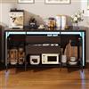 Julyue Credenza Madia Soggiorno Moderna con LED, Credenza e Buffet Vela con 2 Cassetti e 4 Ante, Mobile Soggiorno Moderno lucido (Nero, 4 Porte + 2 Cassetti)