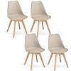 GrandCA HOME Set di 4 Sedie da cucina in plastica, sedie da pranzo moderne, gambe in plastica effetto legno, stile scandinavo, adatte per sala da pranzo, soggiorno e cucina - Cachi