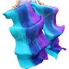 BTRYLDCFA Ventaglio per Danza del Ventre Ventagli di Danza del Ventre in Seta 1 Paio di ventagli di Danza del Ventre Tinti Fatti a Mano Strisce Turchese+Blu Reale+Viola 150/180 x90 cm(230x90cm)