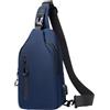 DVMSIEF Chest Bag Borsa da uomo petto in tinta unita spalla casual esterno a tracolla in nylon con ricarica USB(Gray-3 Zippers)