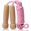 ACEONE Corda per saltare per adulti, regolabile, in cotone, con manico in legno, per donne, uomini, bambini, fitness, esercizi, rosa, 3 m