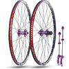 TUJISEK 24'' 26'' 27.5'' 29'' Set Di Ruote Per Mountain Bike Sgancio Rapido Ruote Anteriori E Posteriori Cerchi A Doppio Strato Freno A Disco Mozzi 32H Per 7-11 Velocità(Black,27.5in)