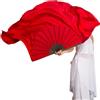 OZLCUA Ventagli di Danza Ventre Ventaglio da Ballo Professionale in Vera Seta Extra Lungo 86 Cm Doppio Lato Ballerino Puntelli Danza del Ventre Yangko Square Show Flowy(Color4,1pcs Right 1pcs Left)