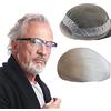 N.L.W. NLW Protesi Capelli Uomo Veri, 100% Capelli Uomo per Parrucca, Pizzo Completo Con un Parrucchino Intorno PU Uomini 110% Densità base 20 * 25cm Lunghezza 6 Pollici (#Bianco)