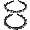 SSyang 2 Pezzi Cerchietto A Forcina Per Capelli Cerchietti Per Capelli Con Mollette, Cerchietto A Forcina Con Mollette,Forcina Per Capelli Con Doppia Frangia Clip(Blu Inchiostro + Blu)