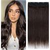 Silk-co Extension Capelli Veri Clip Fascia Unica #2 Marrone Scuro Double Weft 80g Capelli Umani Lisci 40cm Clip in Extension Remy Hair 3/4 Full Head