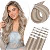 Rich Choices Extension Capelli Veri Biadesivo Extension Umani Lisci Remy Human Hair Tape in Extension Biadesive Capelli Veri 30cm 10pz #18/613 Biondo Sporco Misto Biondo Candido