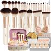 ALLFYL Set di 49 Pennelli Make Up e Trucco Professionale, Kit Premium Completo con Pennello Fondotinta, Blush, Contorno e Accessori in Regalo - Incluso Astuccio in Pelle con Specchio