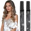 jooceebaby Tinsel Extension Capelli con Clip 55 cm, 32 Colori Laser-Nero Extension Capelli Paillettes Glitter, Accessori Capelli Brillanti per Festa Festival Concerto Halloween Natale
