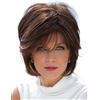 Fleurapance parrucca da donna sopranaturale marrone corto dritto parrucca testa Bob - stile elegante ondulato sintetico resistente al calore come capelli veri con pony attraente alla moda parrucca