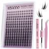 VEGCOO Ciglia Finte Manga, Ciglia Finte Ciuffetti Naturali Wet Spiky Anime Cluster Lashes, Wispy Lash Extension Ampio Span Lashes Kit (0.07D, 8-16mm) (Nero)