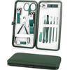 AYBUY Set Manicure Professionale, 12 pezzi Set Tagliaunghie Unghie, Kit Pedicure Manicure con custodia in pelle pregiata per Uomo/Donna, set di bellezza portatile, per viaggi (Verde scuro)