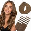 Rich Choices Extension Capelli Veri Biadesivo Extension Umani Lisci Remy Human Hair Tape in Extension Biadesive Capelli Veri 30cm 10pz #6 Lino Scuro