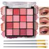 Prreal 16 Colours Eyeshadow Palette, Pink Eyeshadow Glitter, Highly Pigmented Colorful Eye Shadow Powder with Brushes for Daily, Birthday, Concert, Carnival Festival Eye Makeup, Rosa
