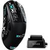 A.JAZZ AJ159 V2 Mouse Da Gioco Senza Fili Con Sistema Batteria Intercambiabile, Due Unità 300mAh E Supporto Ricarica, 54g Leggero, Sensore 32000DPI Compatibile PC E Mac (Nero 2)
