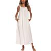 YOZLY Camicie da Notte da Donna in Cotone Ricamato, Senza Maniche, con Tasche, Taglie S-XXL, Bianco, XXL