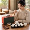 Set da Tè da Viaggio in Ceramica, Servizio Portatile per 6 Persone