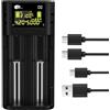 IMREN Caricabatterie 18650 Intelligente, Tester di Capacità di Scarica, Schermo LCD Automatico, 18650 2 A Caricatore Veloce per 18650 21700 20700 1,2 V Ni-MH Ni-CD AA AAA C Batterie (Cavo A-C/C-C)