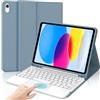 IVEOPPE Tastiera iPad 10 Generazione/A16 11 Generation (10.9/11 pollici, 2022/2025) con Touchpad, Cover Tastiera Trackpad Italiano QWERTY Bluetooth Staccabile per iPad 10/11 Gen con Portapenna, Blu Nebbioso