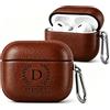 Generic Custodia personalizzata per AirPod, supporto in pelle personalizzata per AirPods Pro 3, Pro 2, AirPods 2/3/4 con incisione, custodia protettiva con portachiavi, regali personalizzati per donne/uomini