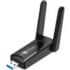 Generic Adattatore WiFi USB 3.0, Dual Band AC1200, Antenna Doppia, Nero