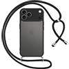 Pnakqil Cover per iPhone 17 Pro max con Cordino, Custodia Ultra Sottile Silicone TPU Bumper con Laccio Collana Tracolla Regolabile, Antiurto AntiGraffio Fotocamera Protettiva Case, Nero