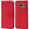 Verco custodia per Samsung Galaxy S7 Edge, Case per Galaxy S7 Edge Cover PU Pelle Portafoglio Protettiva, Rosso