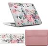 FFBOFFC Custodia Compatible con MacBook 12 Pollici con Retina Display Versione 2015 2016 2017 Modello A1534, Custodia in Pelle Cover Rigida & Laptop Borsa & Tastiera Cover, Fiori inchiostrati