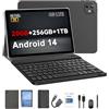 Crelander Tablet Android 14 da 10,1 pollici con slot per scheda SIM 4G LTE chiamate, 20 GB + 256 GB, touch screen IPS 1920 x 1200, doppia fotocamera, Bluetooth/WiFi, pacchetto con custodia, tastiera