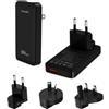 Ernydal Caricatore rapido GaN da 65W, 4 in 1 con USB-C Power Delivery & USB-A QC3.0, alimentatore da viaggio compatto per MacBook, laptop, iPhone, Samsung, iPad (spina UK/US/AU) (65w Nero)
