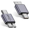 Duttek Adattatore di ricarica dati da USB Micro B a USB C, 10 Gbps, da USB tipo C maschio a USB 3.0 Micro B maschio, convertitore per hard disk esterni, SSD, tablet, fotocamere, computer portatili,