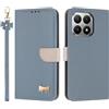 TAUYN Custodia per Xiaomi 15T, PU Pelle Flip Cover Antiurto TPU Custodie, Slot per Schede & Supporto Funzione, con Cordino -Blu