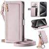 Tivenfezk Crossbody Trucco Specchio Cover per iPhone 16E,Cordino Flip Cerniera Portafoglio Custodia PU Pelle Porta Carte Chiusura Magnetica Libro Cover con Laccio