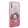 BLOTECH Cover Brillantini Compatibile con Motorola Moto E20 Bling Custodia in Silicone 360 rotazione finger grip glitter e supporto anello Morbido TPU Shockproof Coperture Bumper Gel Soft Custodia,Oro rosa