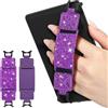 MoKo 2PC Cinturino di Sicurezza per 6-8 Kindle eReaders Fire Tablet-Kobo/Voyaga/Sony Kindle E-Book Tablet,Cinturino da Mano Versatile ad Alta Elasticità Supporto Antiscivolo,Viola Scuro+Glitter Viola